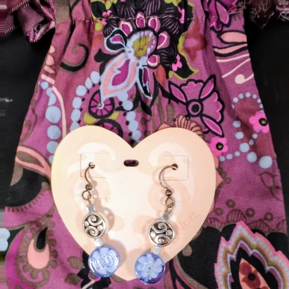 Brighton Silver and Blue Earrings with Textured Beads - Picture 2 of 6